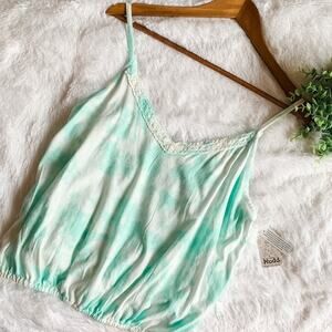 Mudd| Aqua & White NWT Size XL Crochet Trim Banded Tank